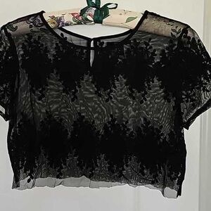 Forever 21 Black Lace Top, S